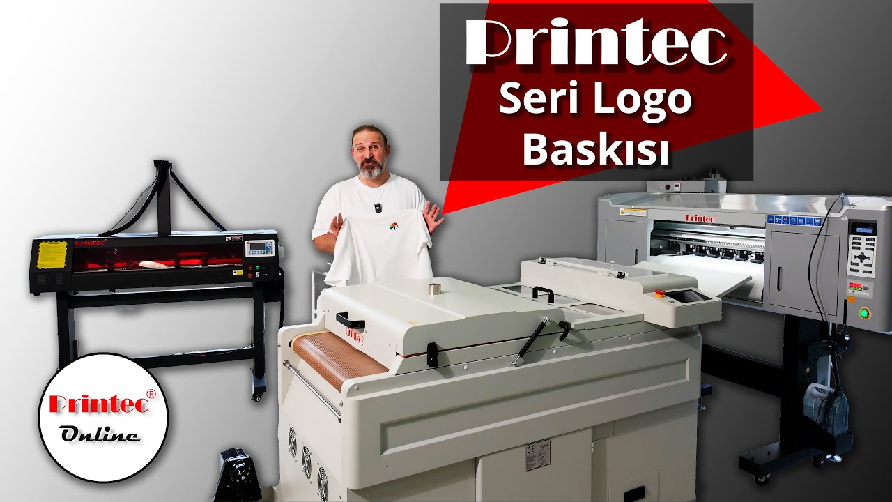 Seri üretim tekstil üzerine logo baskısı nasıl yapılır? Printec Pro3200 + ProHTV Lazer + Pnömatik X