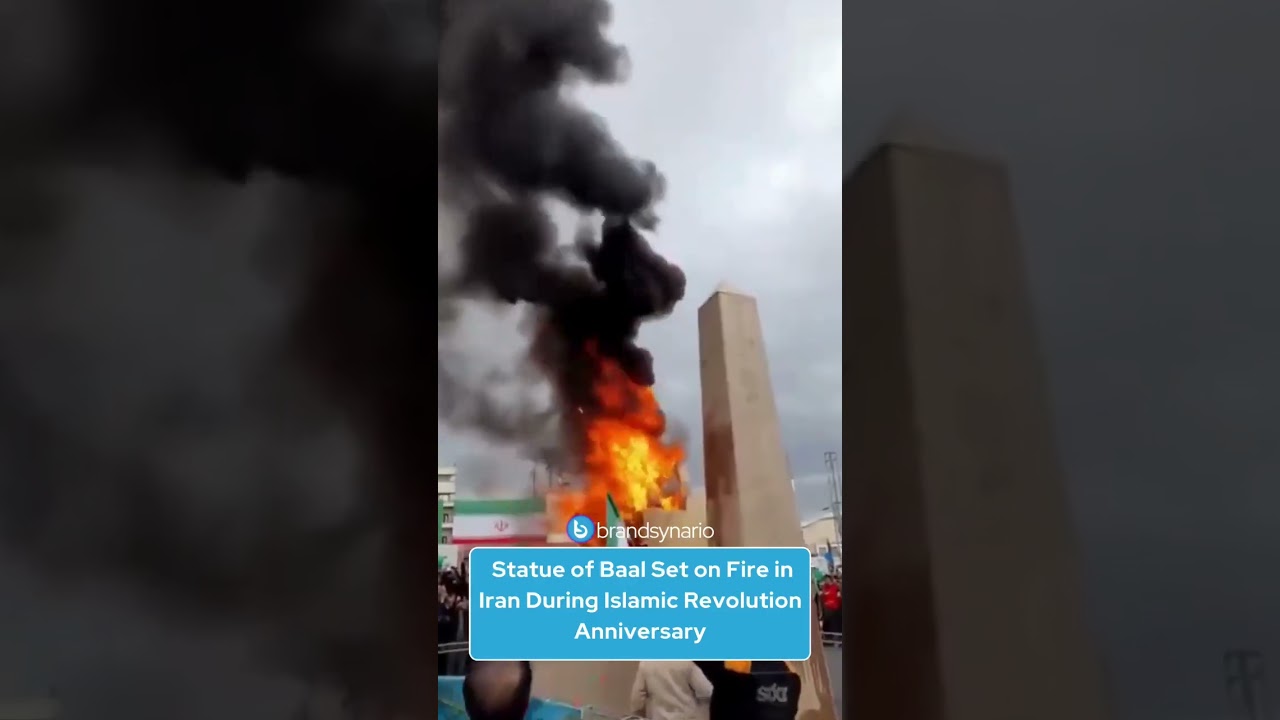 Statue of Baal Set on Fire in Iran During Islamic Revolution Anniversary