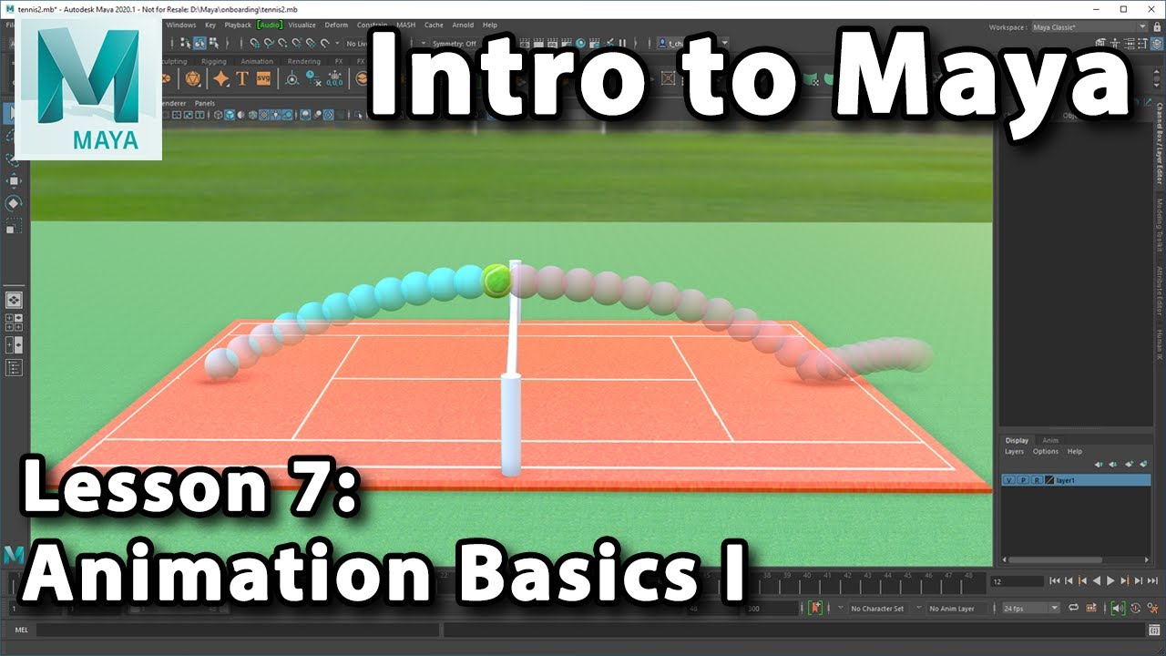 Intro to Maya: Lesson 7 / 10 - Animation Basics I (Keyframes and FPS)