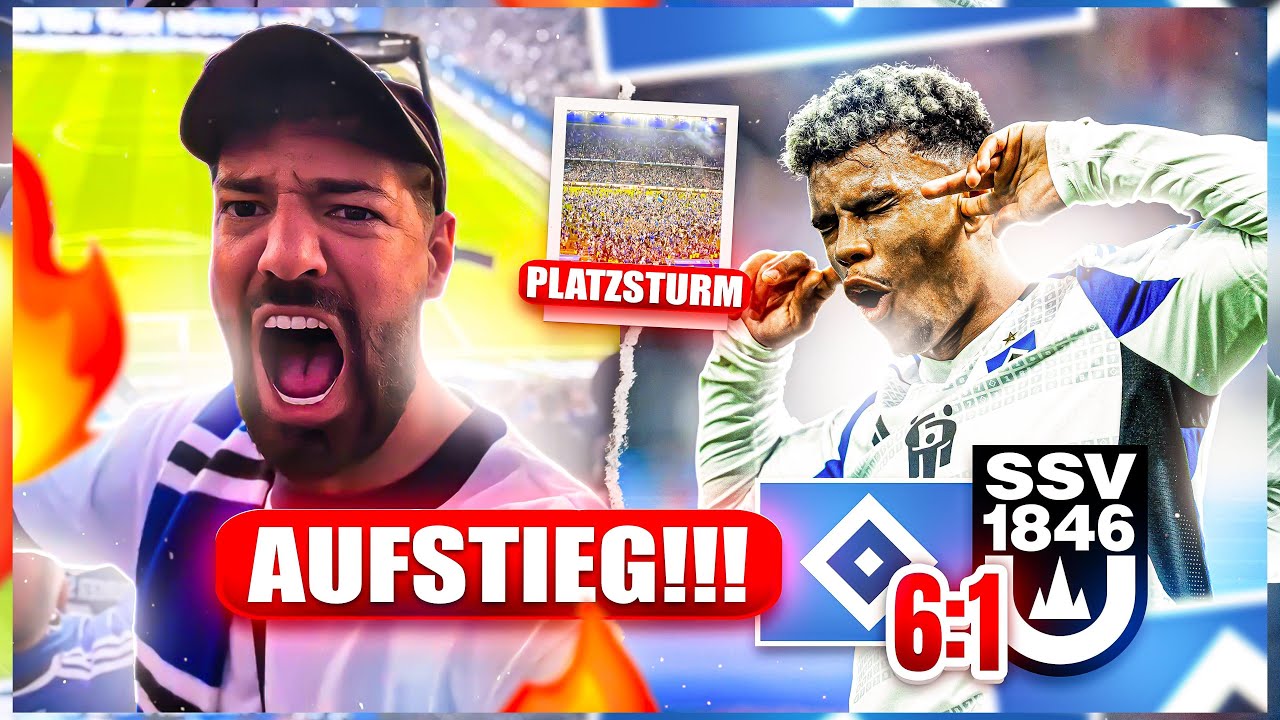 Der MOMENT als HSV in die 1. BUNDESLIGA AUFSTEIGT 🏆😱 PLATZSTURM und 6-1 SIEG vs ULM 🔥🔥