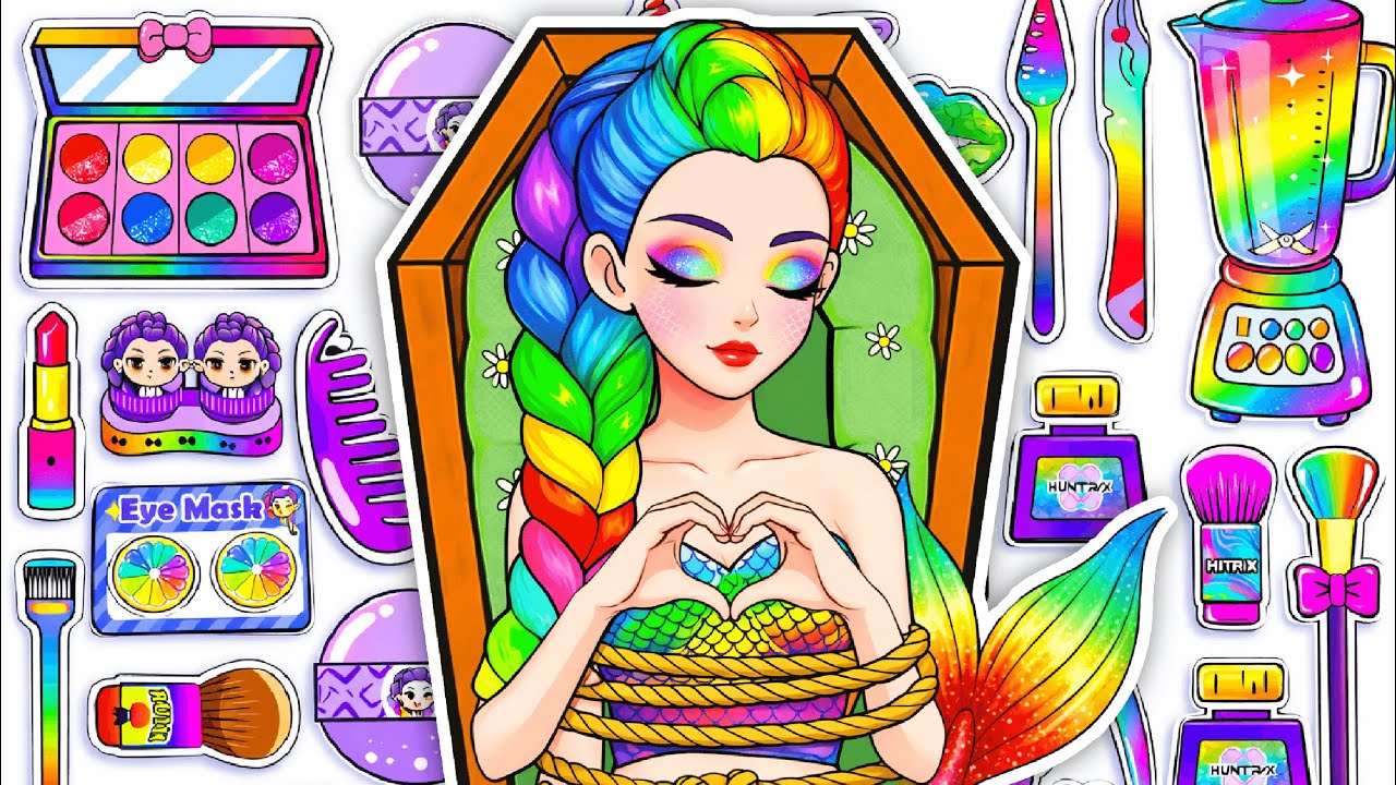 💖Paper DIY💖KPOP DEMON HUNTERS RUMI mermaid colorful + Skincare +Makeup Blind Bag Unboxing ASMR P.t3