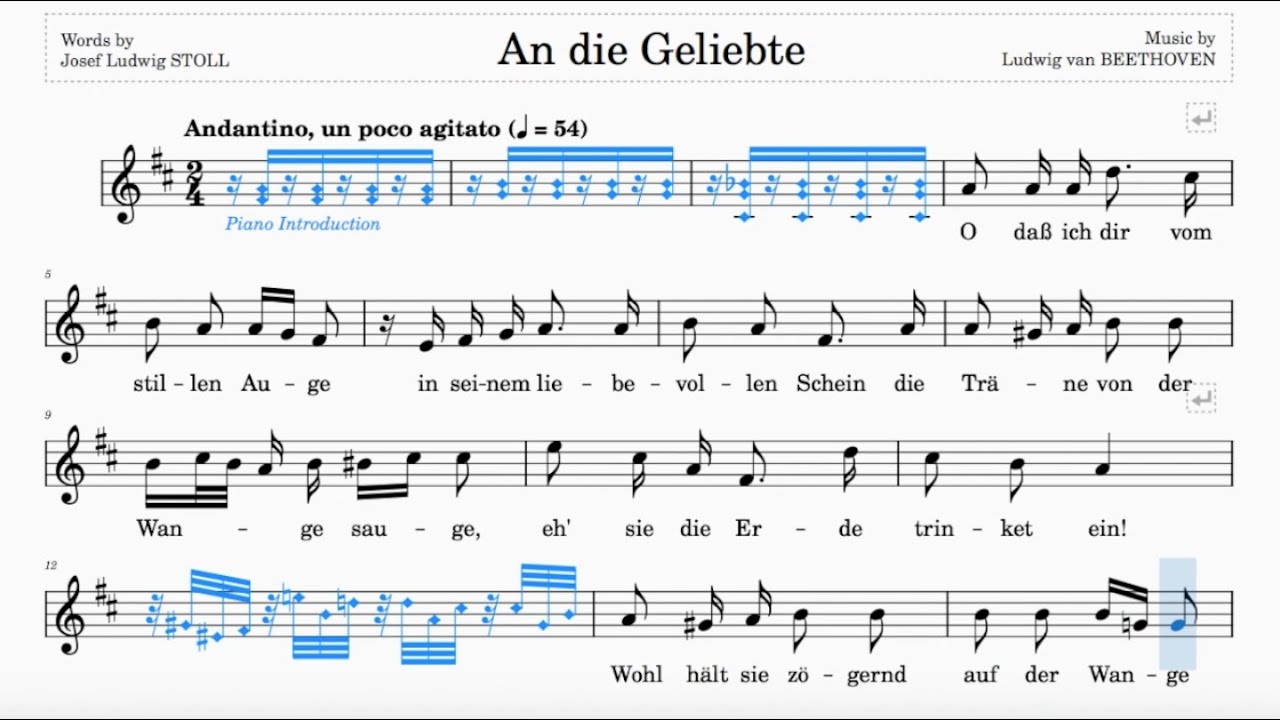 An Die Geliebte (Beethoven) | D Major | ABRSM Grade 6 | List B | 54 bpm | Sing-Along