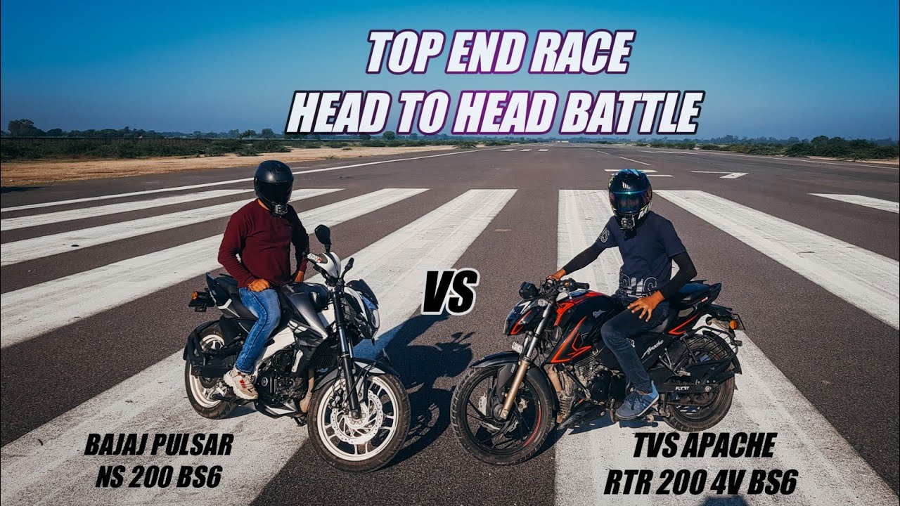 Bajaj Pulsar NS 200 BS6 vs TVS Apache RTR 200 4V BS6 || Head to Head competition || Top End Race