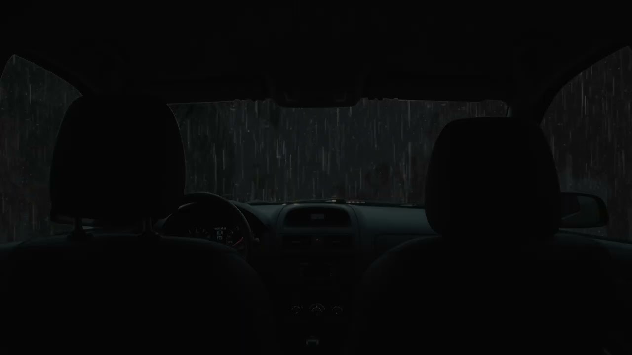 No Ads,Sleep Quickly and Deeply with Torrential Rain & Thunderstorm Sounds in a Cozy Car at Night🌧️