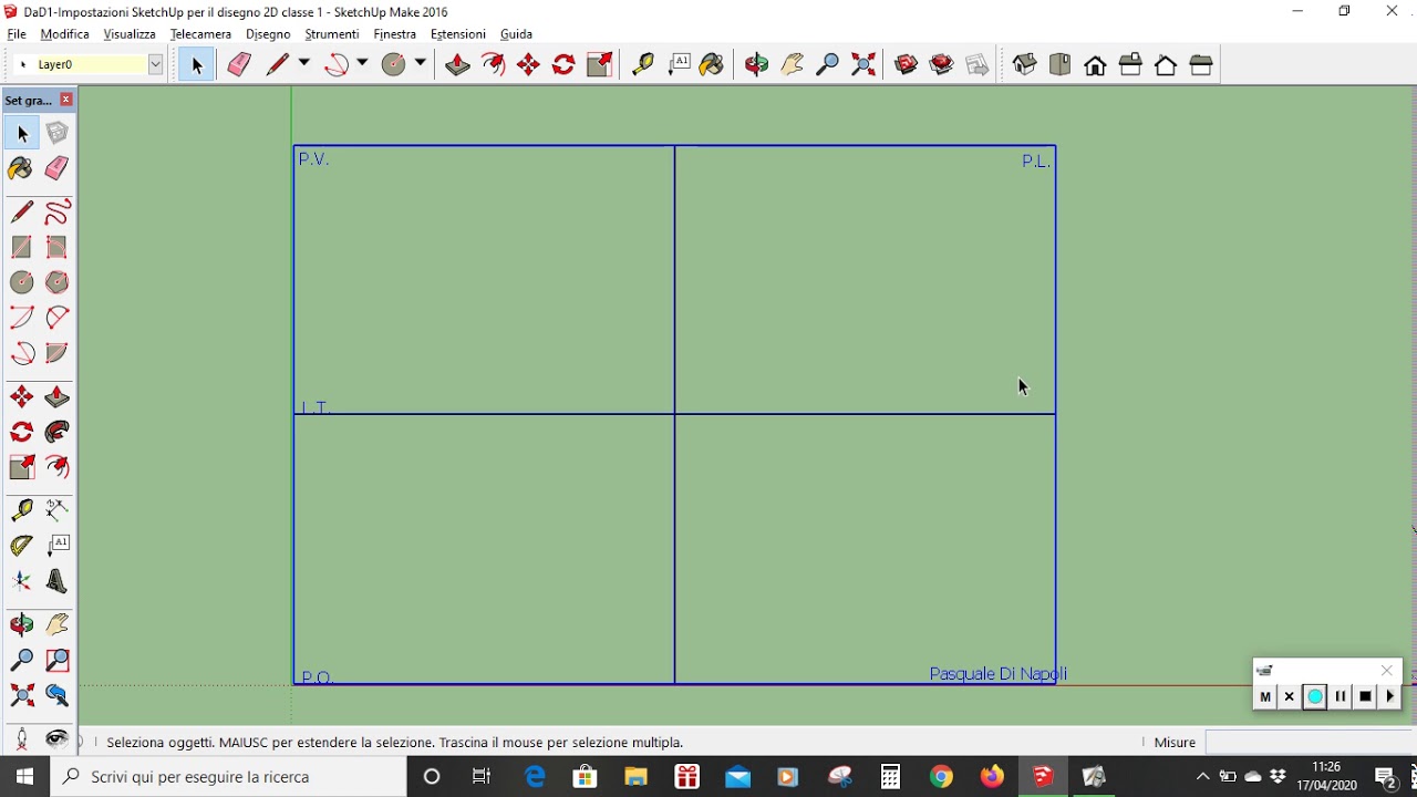DaD2 Impostazioni SketchUp per il disegno 2D Proiezioni Ortogonali