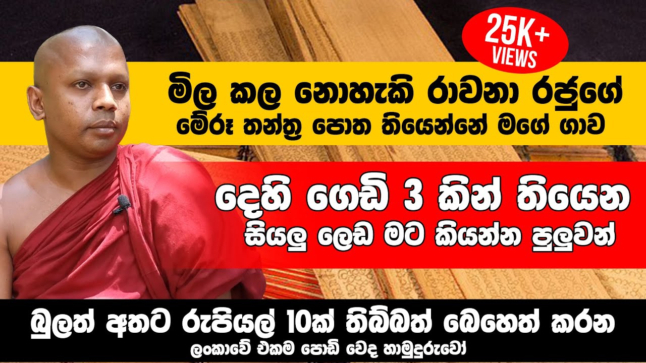 දෙහි ගෙඩි 3න් ඇගේ තියෙන සියලු ලෙඩ කියනවා|බුලත් අතට රු.10ක් තිබ්බත් බෙහෙත් කරන පොඩි වෙද හාමුදුරුවෝ.