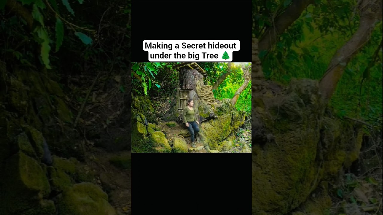 Making a Secret hideout under the big Tree 🌲😱#from start to finish 😱#survival#survivalskills#camping