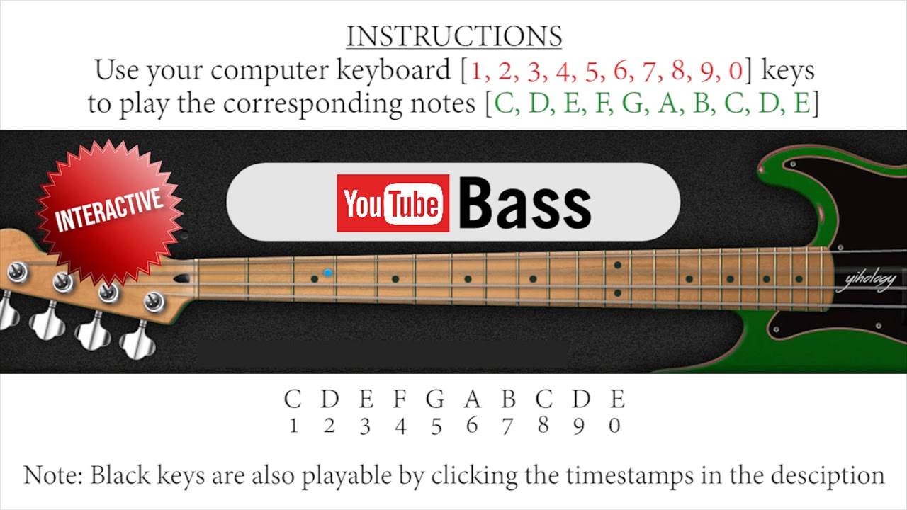 Interactive Youtube Bass | Click and Type to Play!【用电脑来弹贝斯】