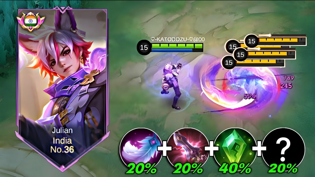 21KILL JULIAN NEW 100% HIGH DMG BUILD IS HERE! ( Auto Win ) - Moba Legends