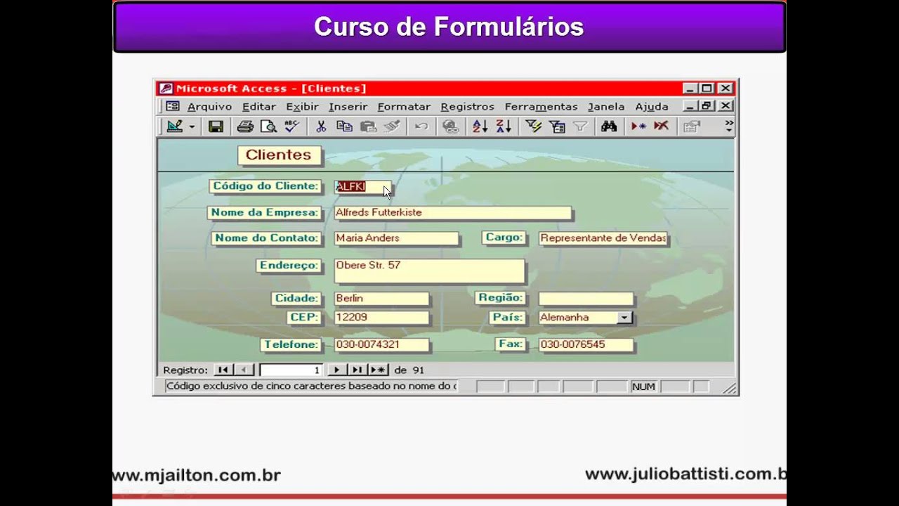 Formulários e Macros no Access 2007 - Aula 01: Introdução aos Formulários