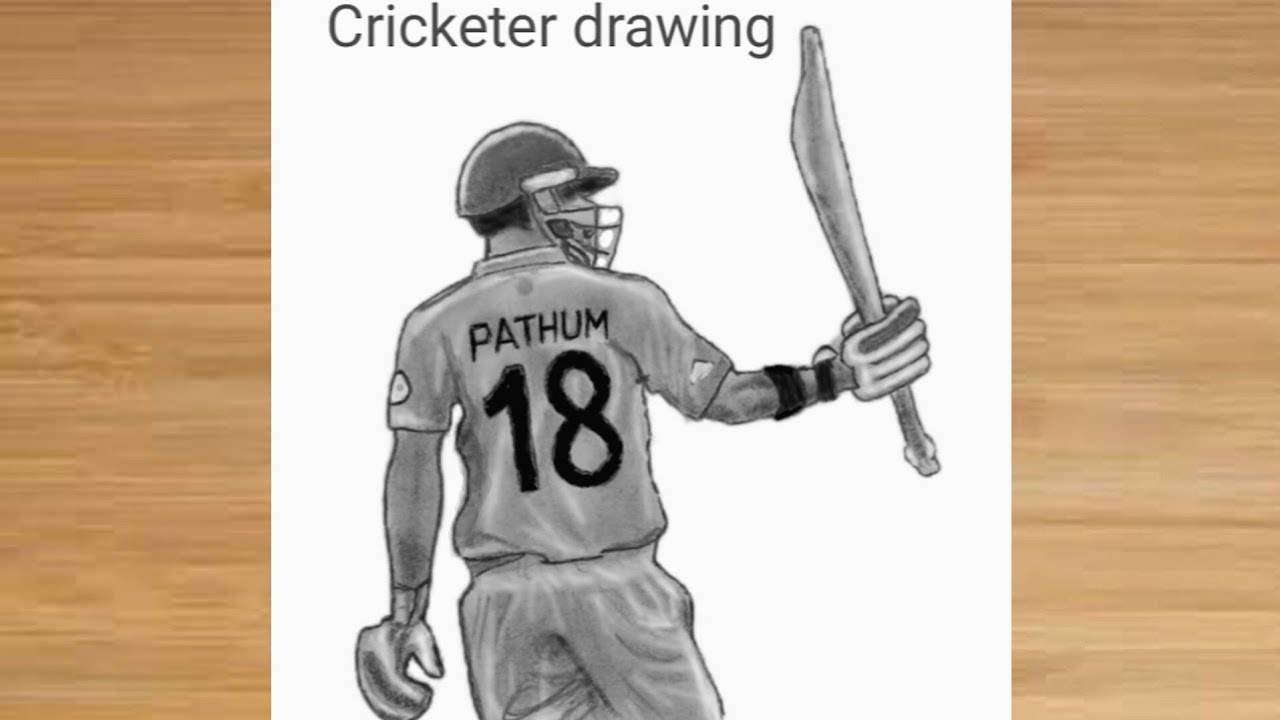 How to draw Cricketer batsman (Pathum Nissanka) back side from Sri lanka | Pathum Nissanka drawing