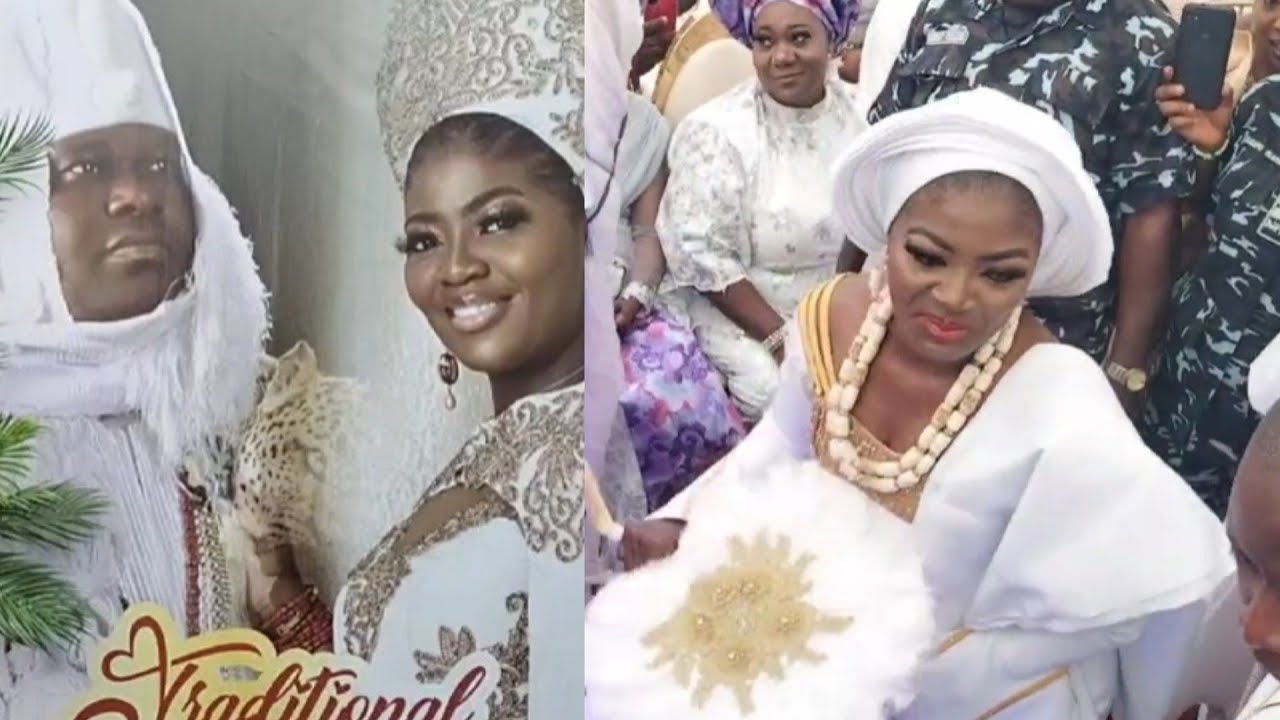 GRAND ENTRANCE OF QUEEN ASHLEY OGUNWUSI AT HER TRADITIONAL WEDDING WITH OONI OF IFE