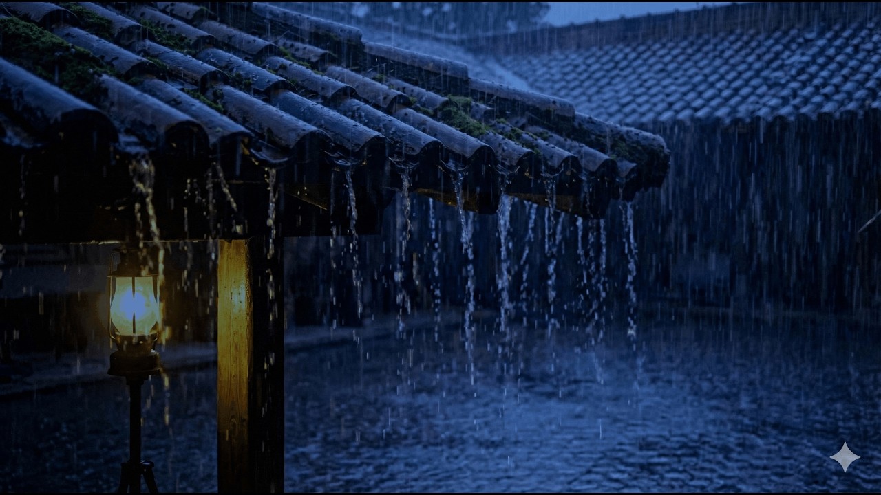 Som de Chuva Noturna no Telhado de Telha | Barulho de Chuva Relaxante para Dormir