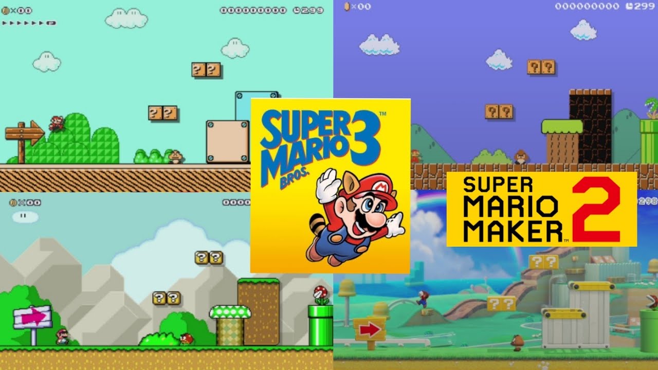 Super Mario Bros 3 LEVEL 1-1 All Styles In SMM2