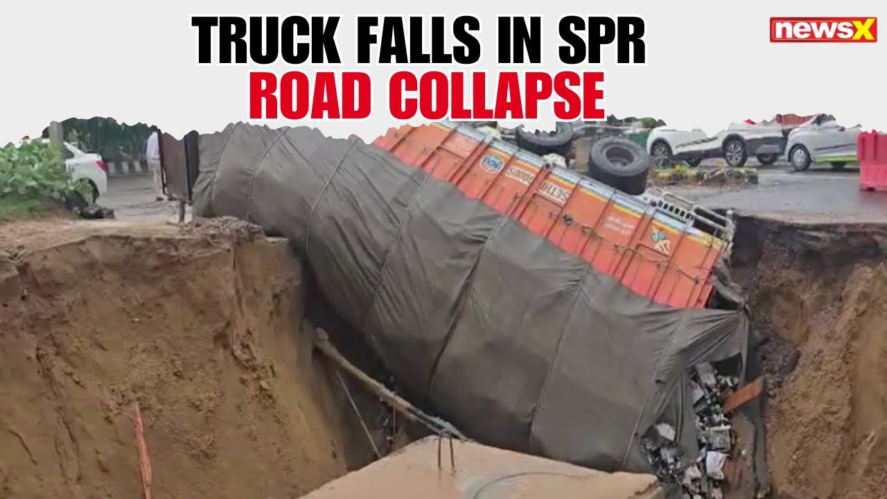 Beer Truck Falls Into Ditch After SPR Road Collapses in Gurugram | No Injuries Reported | NewsX