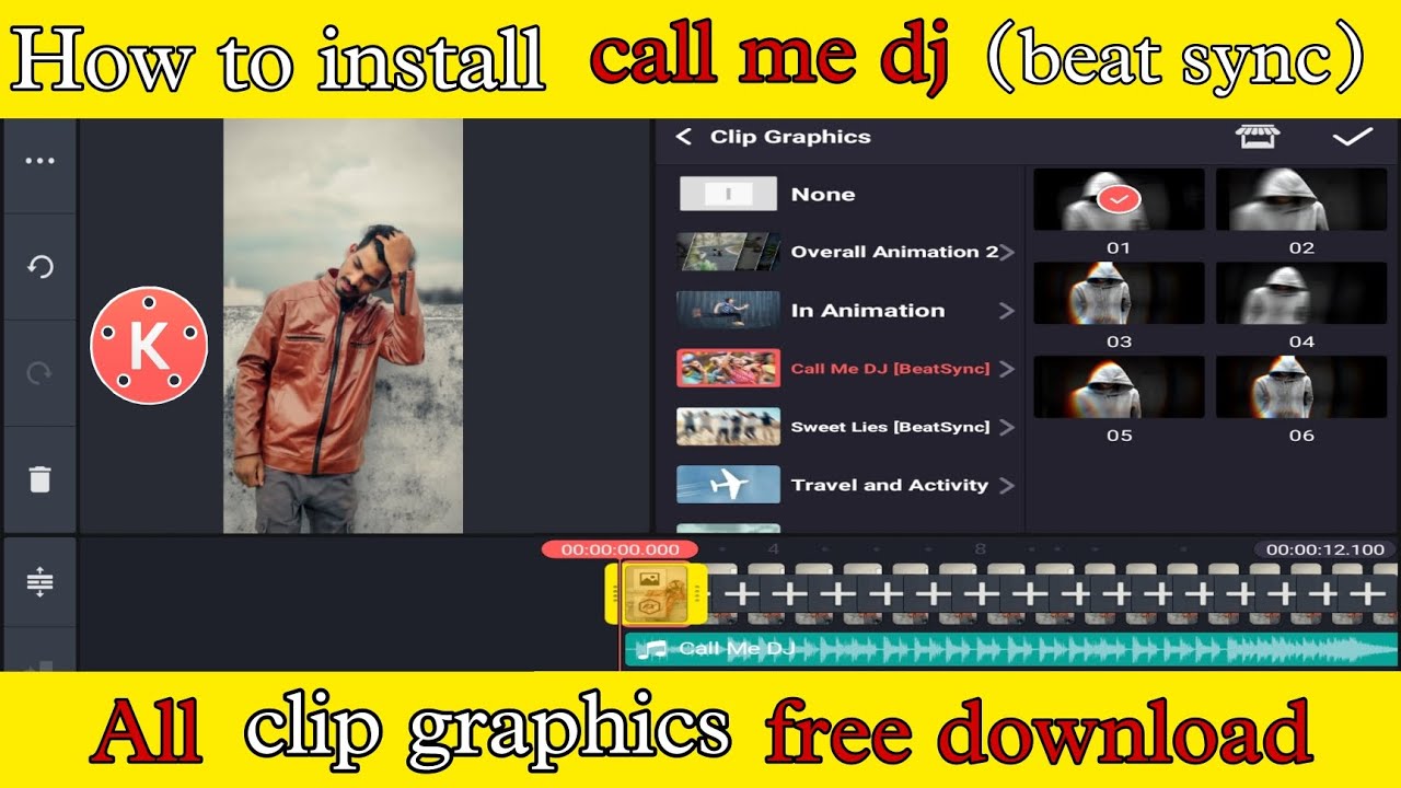 How to install call me dj (beat sync) effect in kinemaster || call me dj clip graphics download