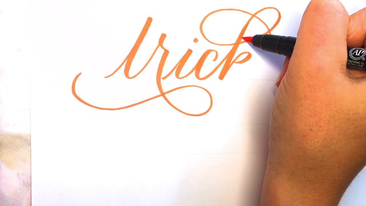 Real-time brush lettering with flourishes: Trick or Treat