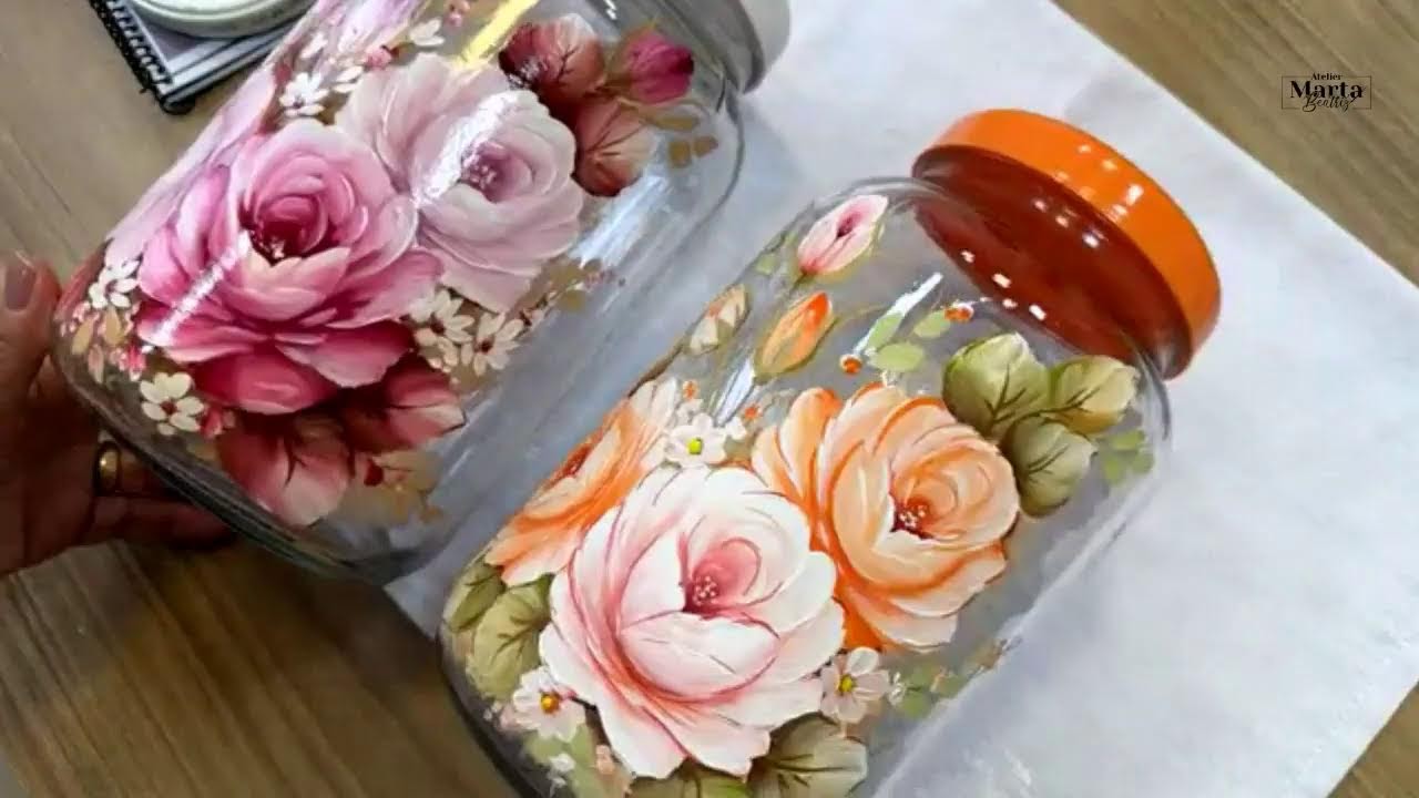 Como Pintar Rosas em Pote de Vidro- Vale a pena pintar de novo