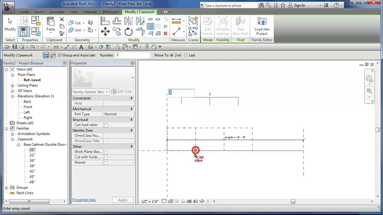 Linear Cabinet Family with Nested Dynamic Array - CADclips