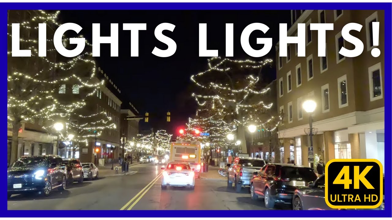 WASHINGTON DC 4k - Calming Drive in Alexandria at Night - Lights, Cobblestone Streets + Calm Music