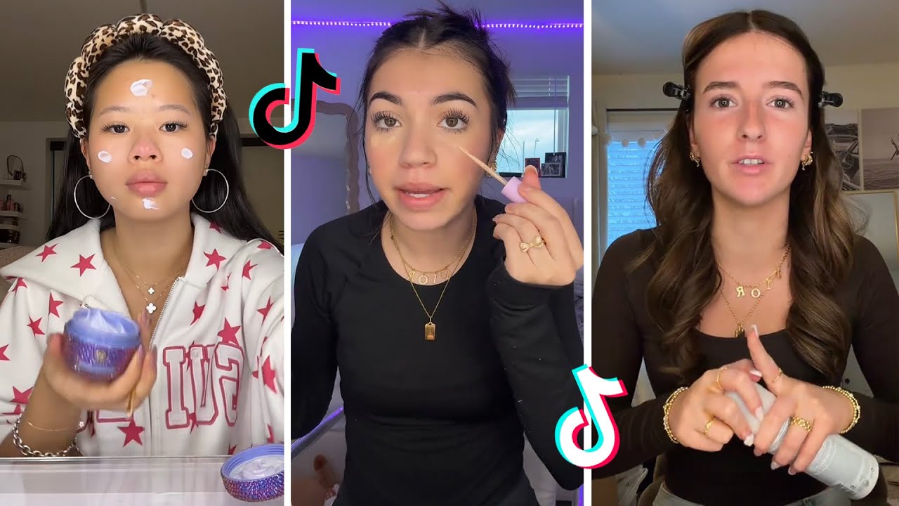 Makeup Tutorial Tiktok Compilation - GRWM  ( Get Ready With Me ) ❤️(Skincare, Makeup, Outfits) 1855
