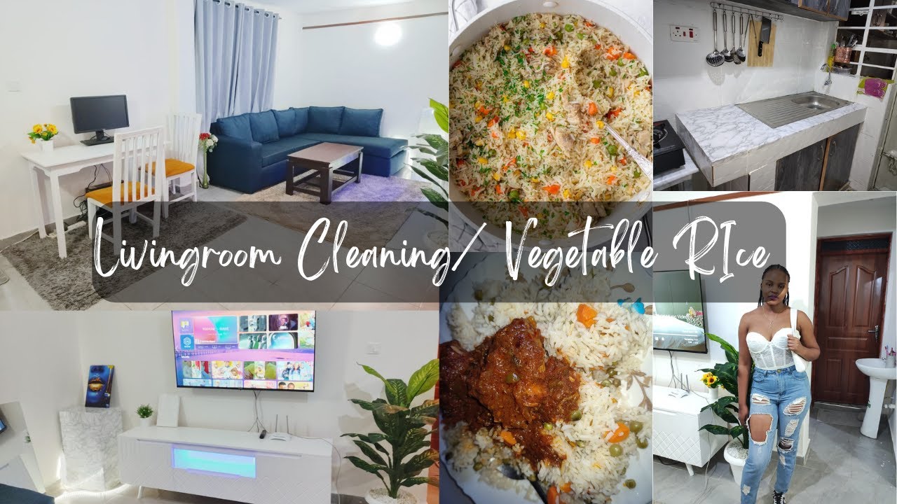 Livingroom Cleaning Motivation// Making Vegetable Rice and Kienyeji Chicken for Dinner