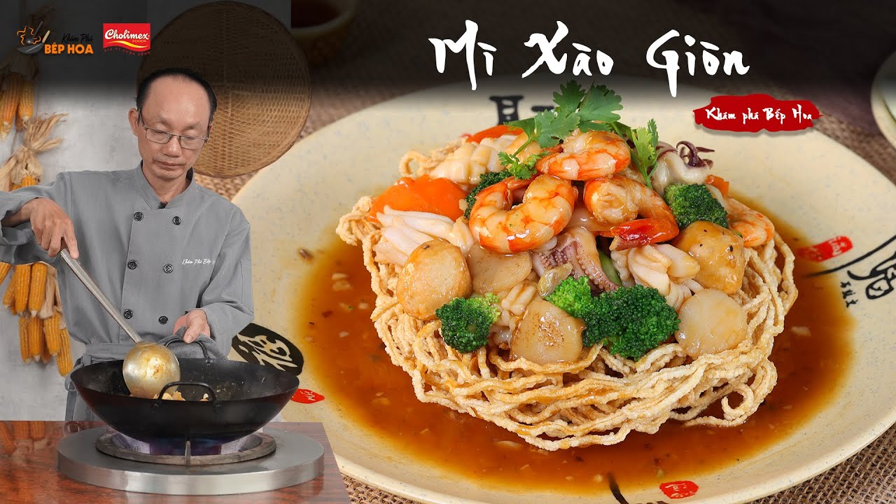 Cách làm Mì Xào Giòn Hải Sản thơm ngon chuẩn vị, ăn là mê - Khám Phá Bếp Hoa