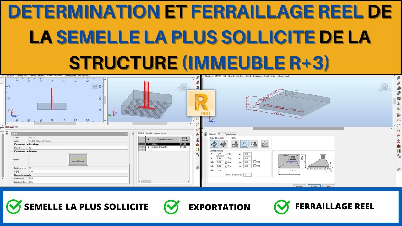 RSA 16 : DETERMINATION ET FERRAILLAGE REEL DE LA SEMELLE LA PLUS SOLLICITE DANS ROBOT STRUCTURAL