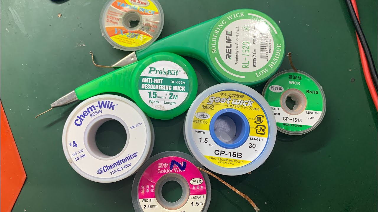 مقارنة بانواع شيلد التظيف Soldering Wick Comparison