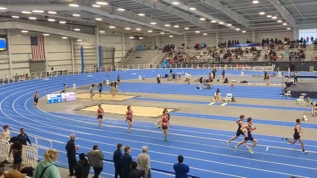 Jack Steffens 1000m 07Feb26 (red jersey, outside lane; East Coast Invit'l. (2:40 Placed 12th of 104)