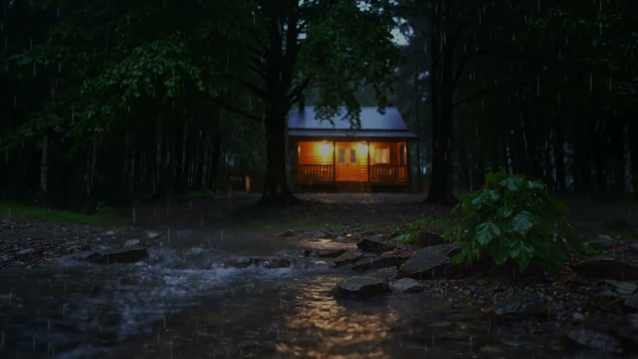 Deep Sleep Ambience ASMR | Cozy Cabin Thunderstorm, Heavy Rain at Night Sounds Relaxation (No Music)