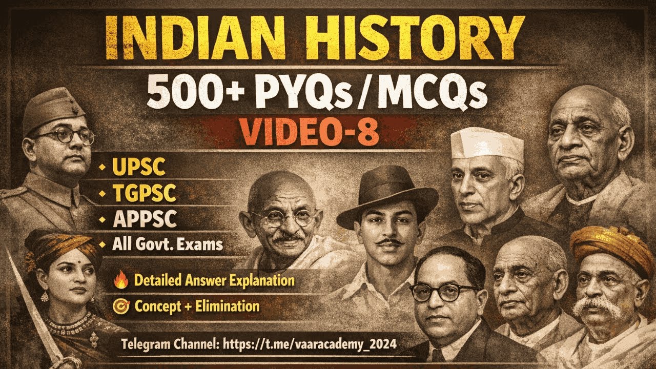 INDIAN HISTORY 500+ PYQs Analysis-Video-8 for UPSC|TGPSC|APPSC |All Govt. Exams | Rambabu Sir