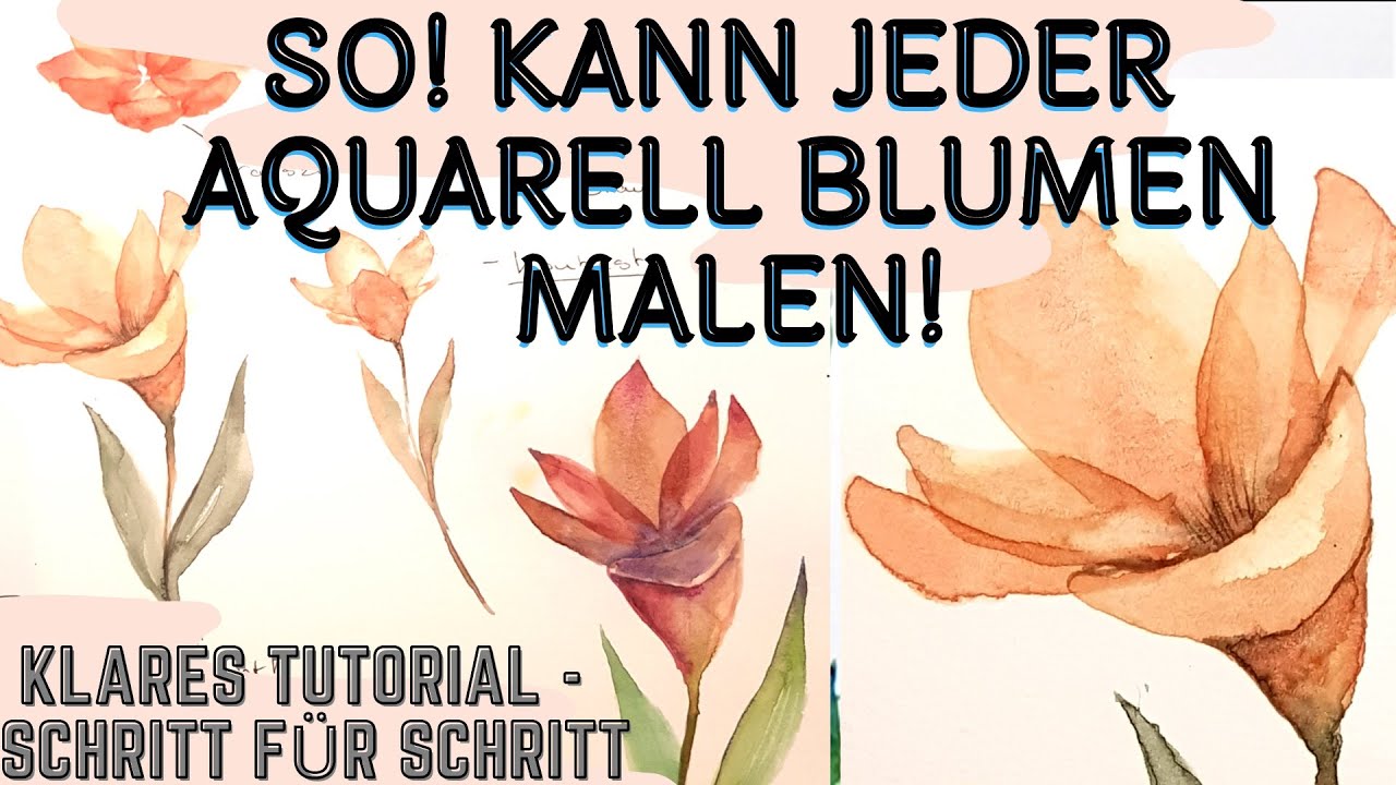 Blüten lasierend malen Part II: Eine Blume mit Aquarell malen lernen -Anfänger Tutorial Anleitung 4k