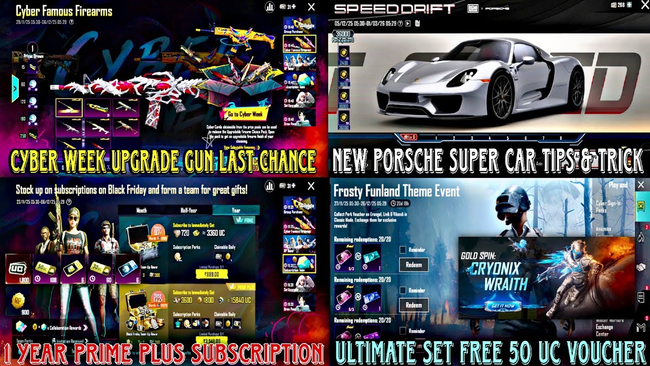 😱 CYBER WEEK LAST CHANCE | NEW SUPER CAR & FREE 50 UC VOUCHER | PRIME PLUS SUBSCRIPTION TIPS &TRICKS
