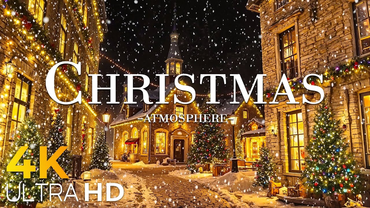 Christmas atmosphere 4k - scenic Winter Relaxation Film with Top Christmas Songs of All Time