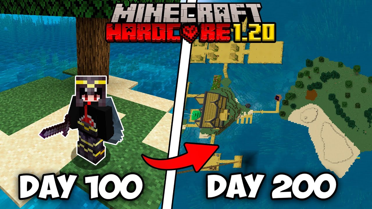 I Survived 200 Days on a Deserted Island in Hardcore Minecraft 1.20...