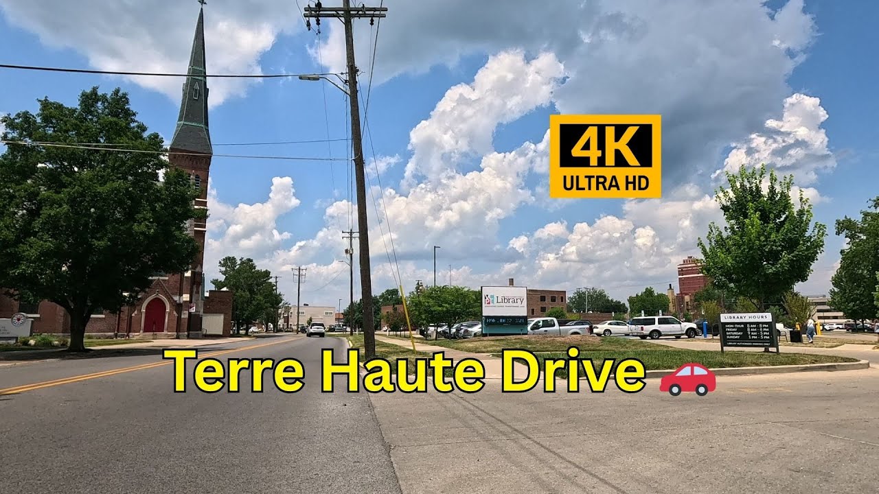 Drive in Terre Haute, Indiana | From Deming Park to Vigo County Library [4K]