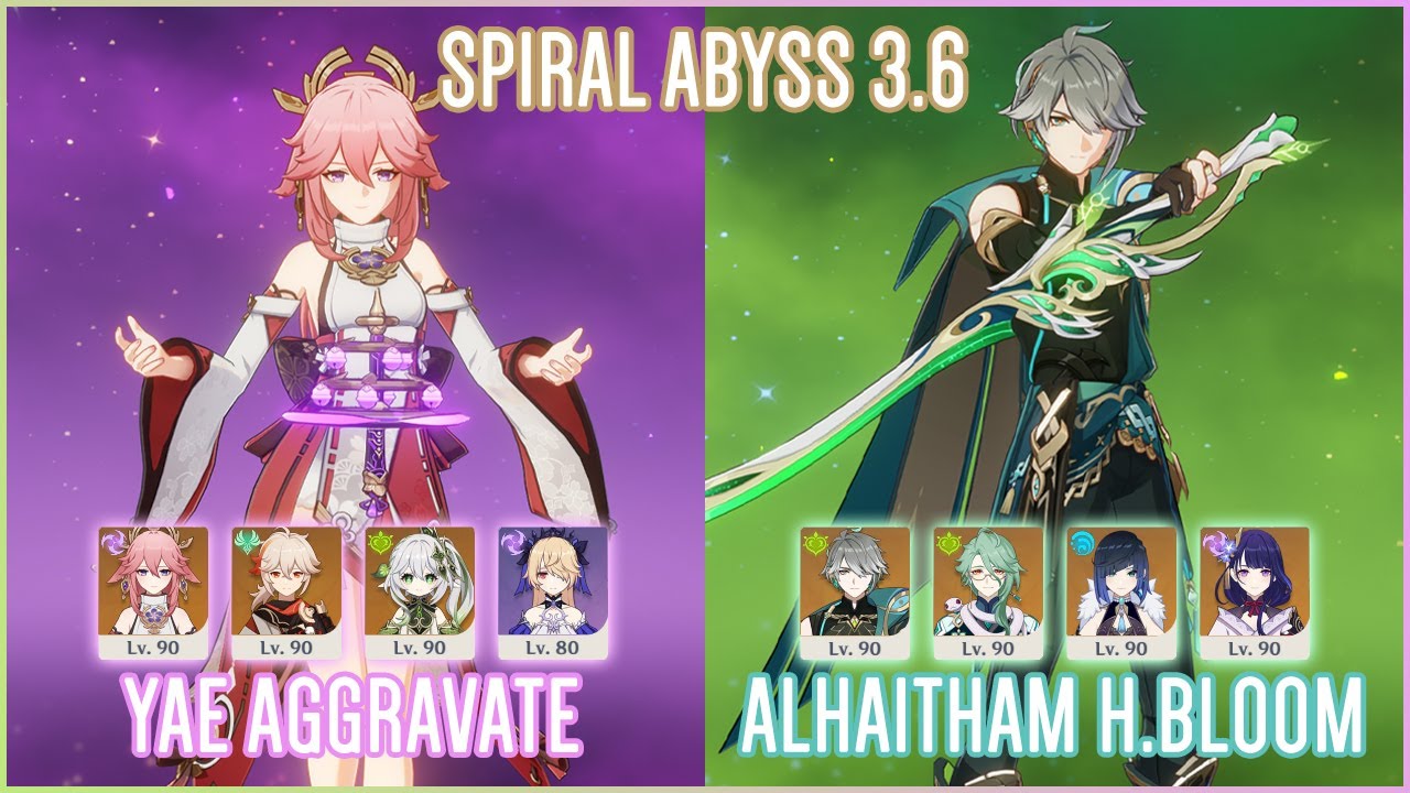 C2 Yae Miko Aggravate & C1 Alhaitham Baizhu Hyperbloom | Spiral Abyss 3.6 | Genshin Impact