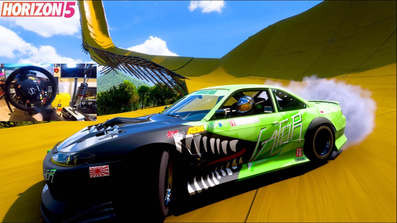 Forza Horizon 5 w/Wheel - FD 240sx vs ShinyOdd's STUNT Track!! 10/10 Recommend Trying!