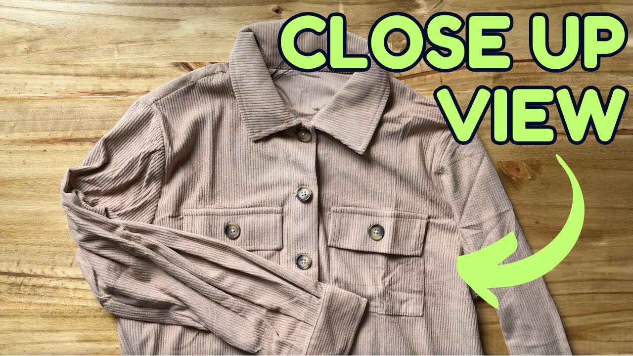 Close Up View of this Zeagoo Womens Fashion Cropped Shacket