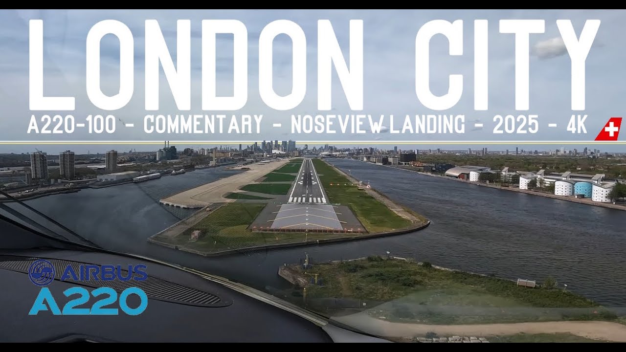 Steep Approach and Landing from the Pilots Perspective : London City Airbus 220 Cockpit Landing 2025