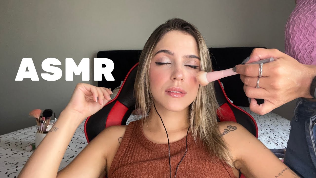 ASMR (não intencional) MINHA PRIMA FAZENDO MAQUIAGEM EM MIM
