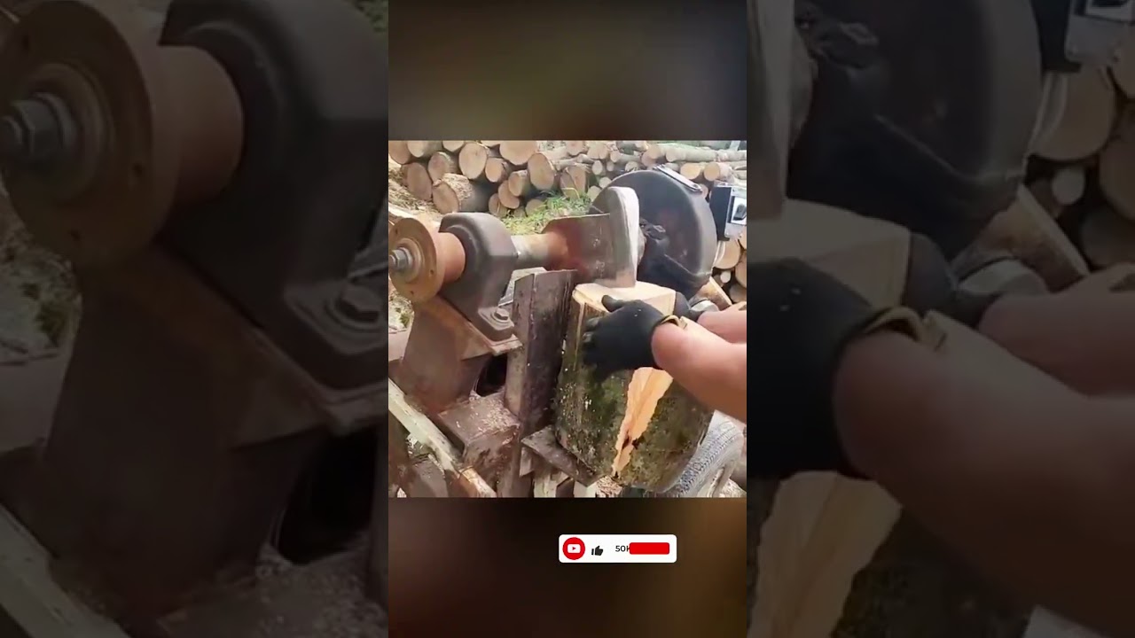 Dangerous Firewood Splitter ! Homemade Firewood Processing Machine #automatic #axe #shorts