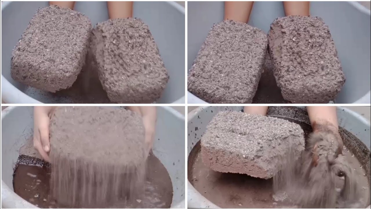 Black 🖤 sand cement Huge Slabs crumble dry and water 🌊💦💯 satisfying sound asmr