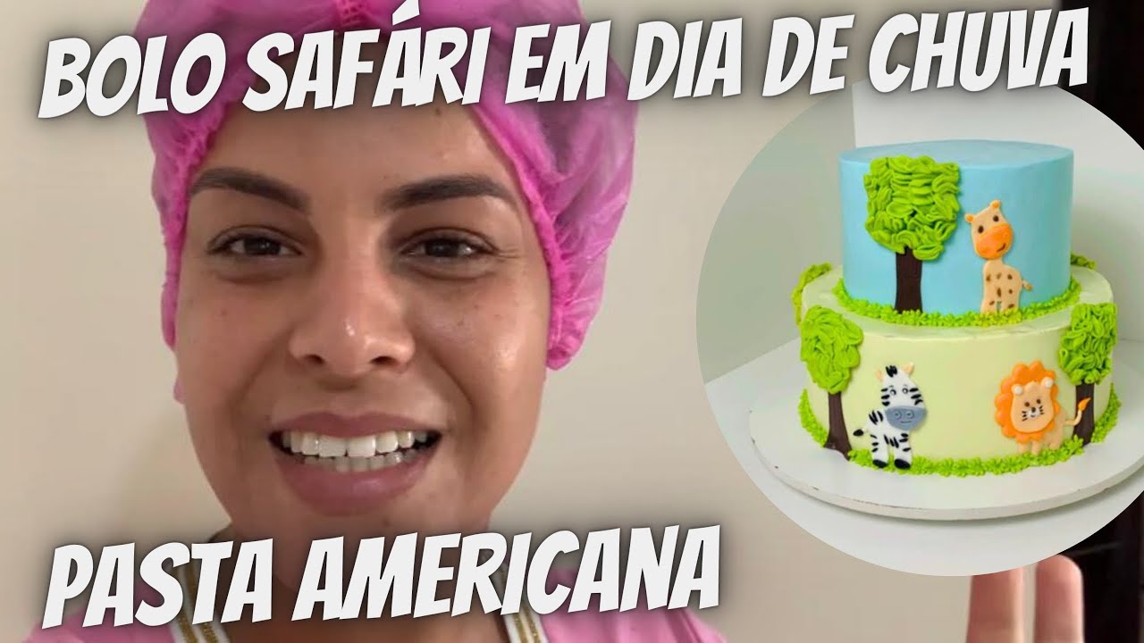 BOLO SAFARI EM PASTA AMERICANA  ( METODO ENVELOPAMENTO ) PASTA UMIDA EM DIA CHUVOSO !