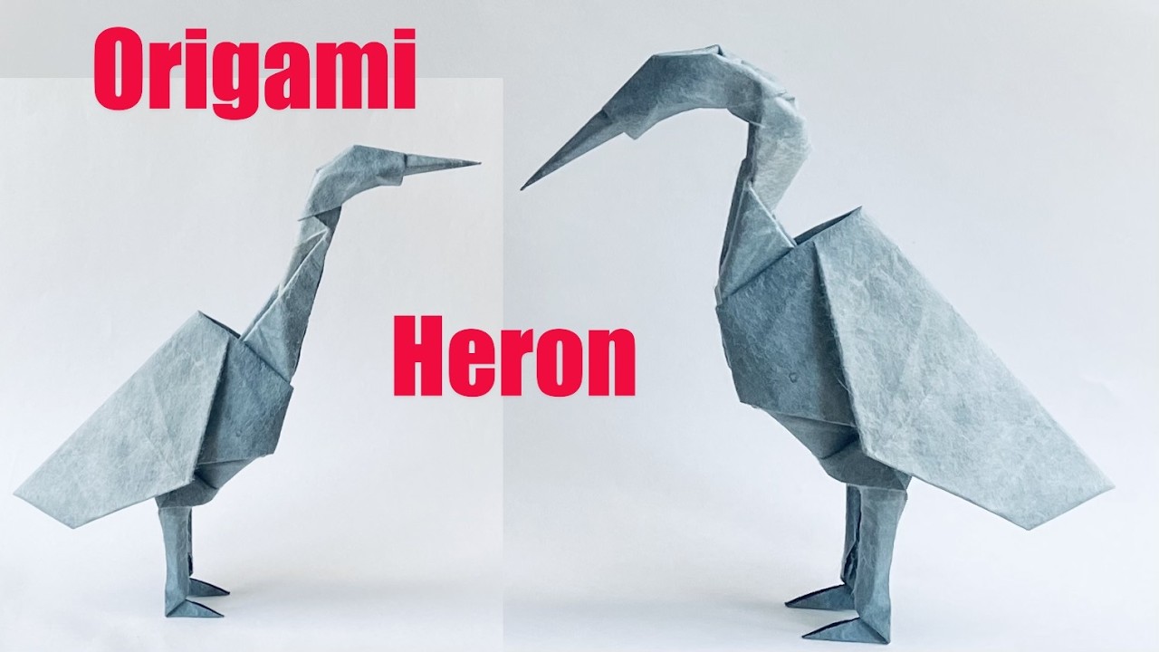 Origami Blue Heron, step by step tutorial