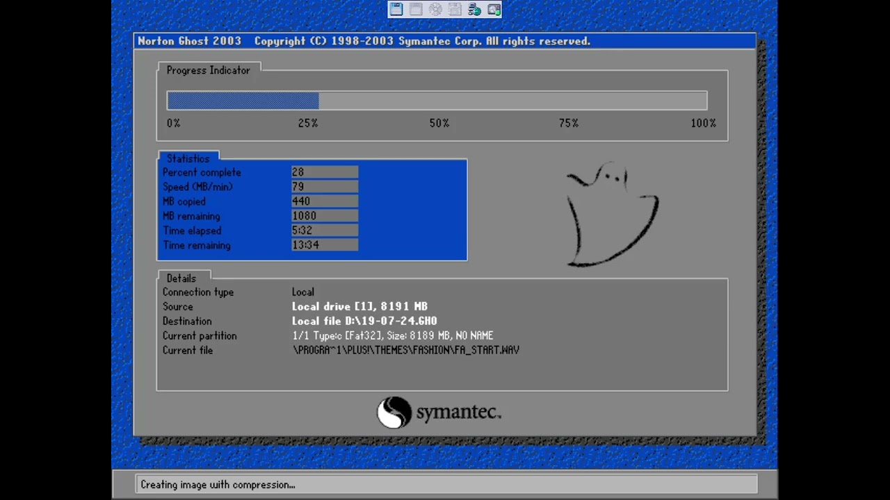 Norton Ghost 2003 - Creating Image (Windows 98, With random software)