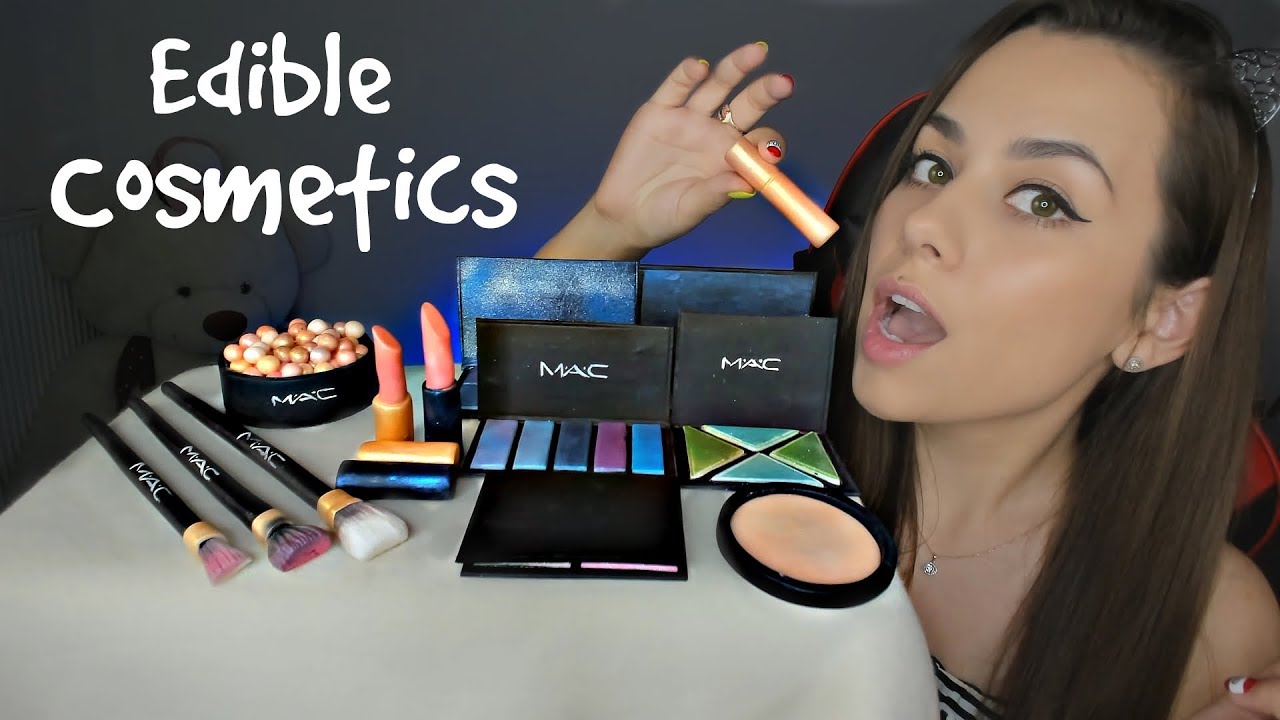 АСМР Съедобная косметика MAC 👄💄 | Помада, румяна, кисти, тени для век