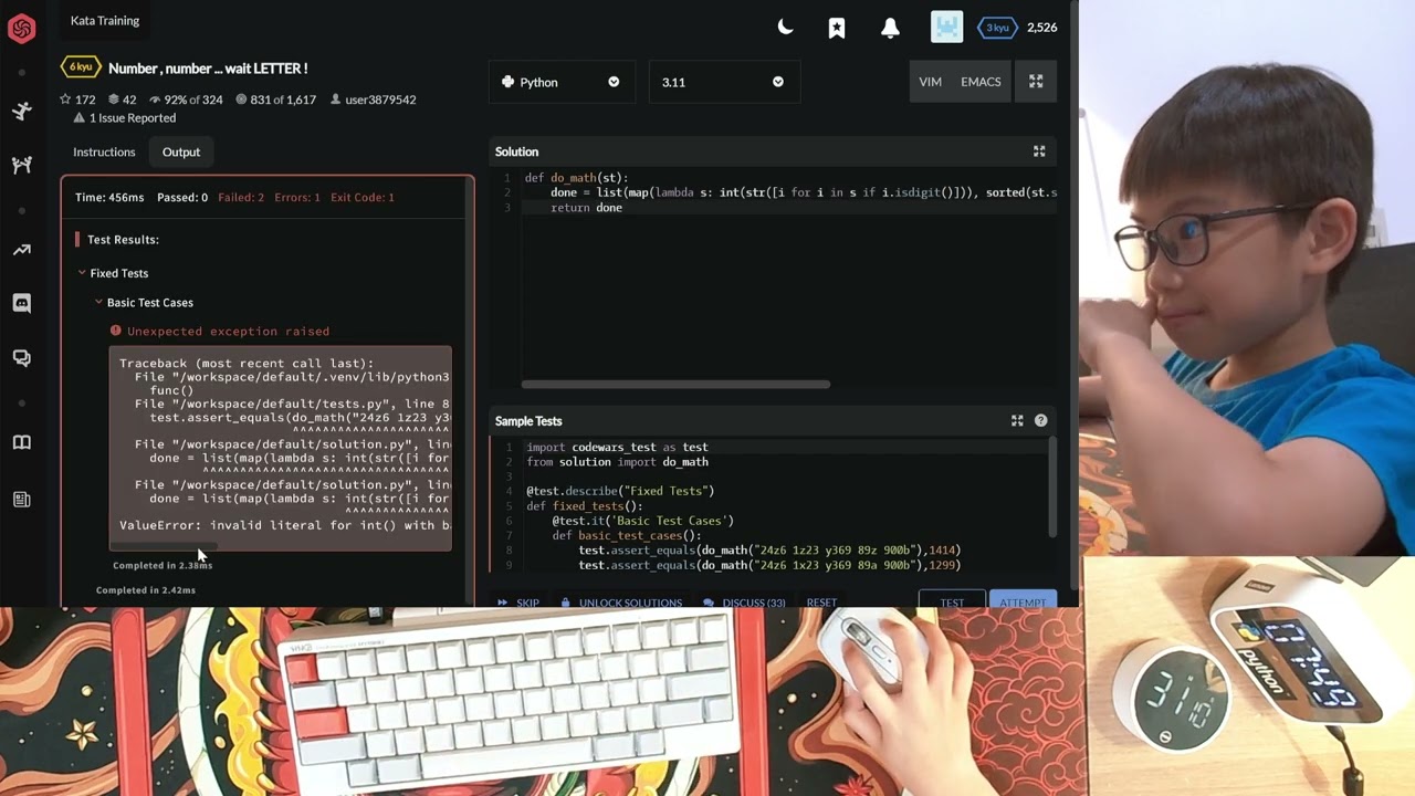 Codewars | Python | HHKB keyboard | 40 min real time | no talking | EP-68