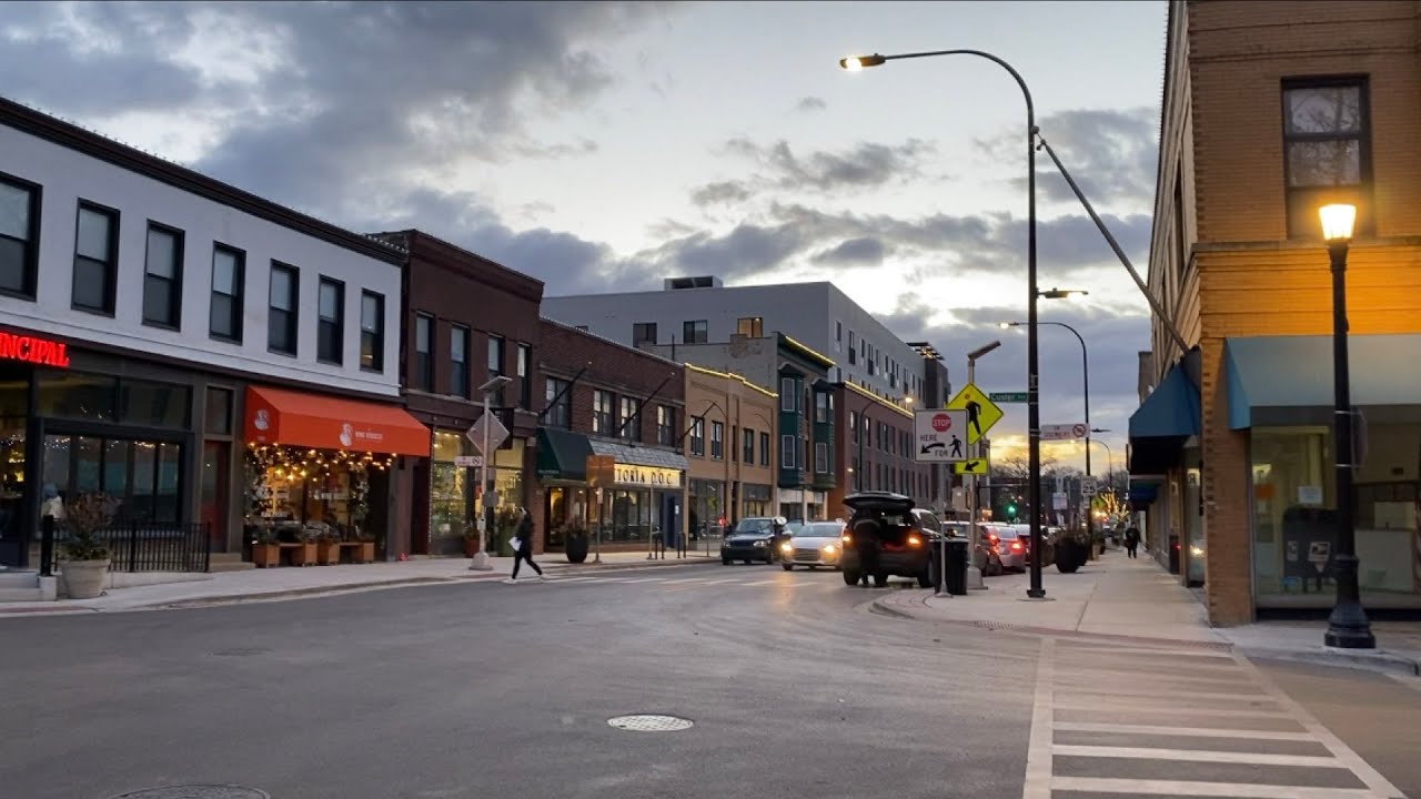 Evanston Illinois in February 2025: Windy Wintry around Sunset